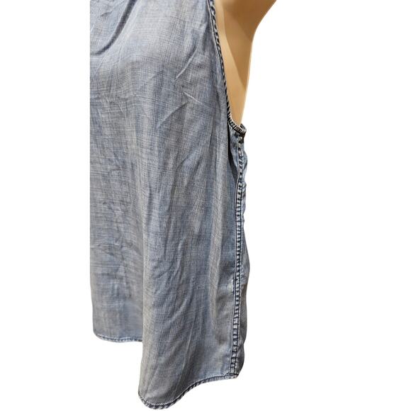 Chicos sz 2 (L) lyocell chambray open tie back halter tank top summer chic EUC - Picture 4 of 8